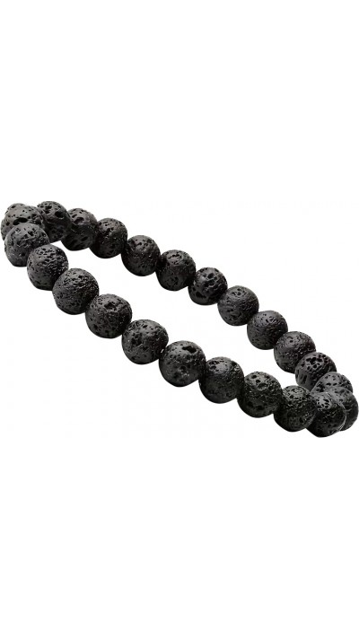 Unisex Lava Stone Bracelet Bohème mit Perlen für Männer und Frauen (17-20cm) - Schwarz