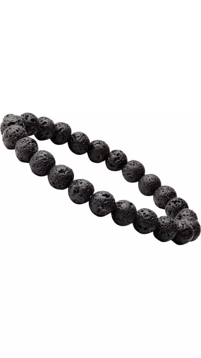 Unisex Lava Stone Bracelet Bohème mit Perlen für Männer und Frauen (17-20cm) - Schwarz