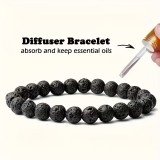 Unisex Lava Stone Bracelet Bohème mit Perlen für Männer und Frauen (17-20cm) - Schwarz