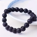 Unisex Lava Stone Bracelet Bohème mit Perlen für Männer und Frauen (17-20cm) - Schwarz