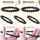 Unisex Lava Stone Bracelet Bohème mit Perlen für Männer und Frauen (17-20cm) - Schwarz