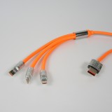 Câble 3 en 1 USB-A orange Lightning / USB-C / Micro USB (1 m) en silicone résistant et léger - Orange