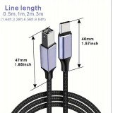 USB-B zu USB-C Adapterkabel leicht und flexibel kompatibel mit verschiedenen Geräten Nylon (2 m) - Schwarz