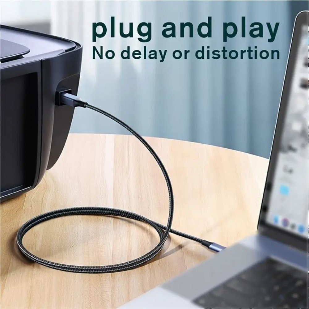 USB-B zu USB-C Adapterkabel leicht und flexibel kompatibel mit verschiedenen Geräten Nylon (2 m) - Schwarz