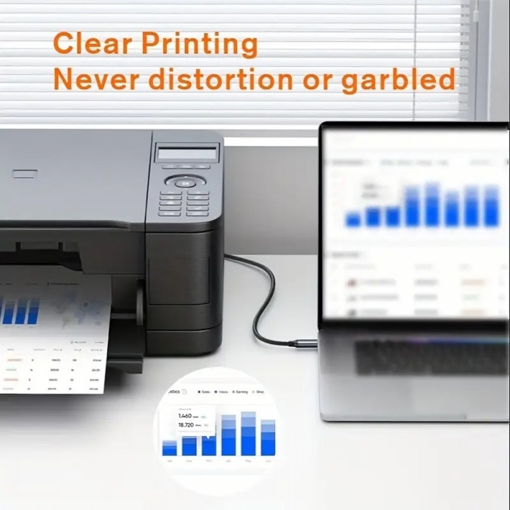 USB-B zu USB-C Adapterkabel leicht und flexibel kompatibel mit verschiedenen Geräten Nylon (2 m) - Schwarz