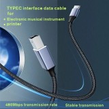 USB-B zu USB-C Adapterkabel leicht und flexibel kompatibel mit verschiedenen Geräten Nylon (2 m) - Schwarz