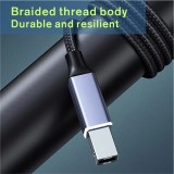 USB-B zu USB-C Adapterkabel leicht und flexibel kompatibel mit verschiedenen Geräten Nylon (2 m) - Schwarz