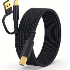 Druckerkabel  2-in-1 USB-A/C zu USB-B f&uuml;r HP / Canon / Epson / Brother - Schwarz