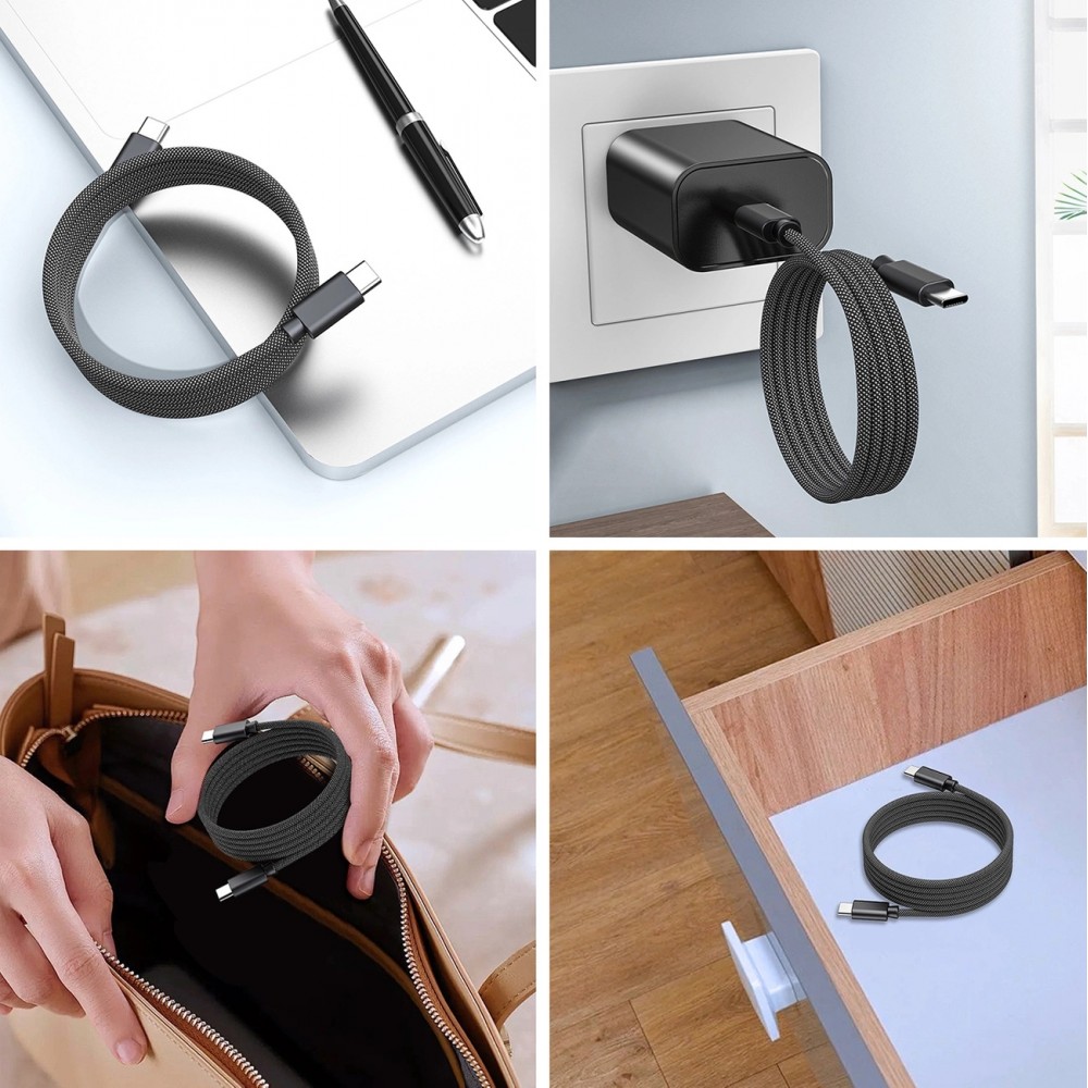Magnetisches USB-C zu USB-C Kabel (1,2 m) 240W mit Power Delivery 3.1 Choetech XCC-1054 - Schwarz
