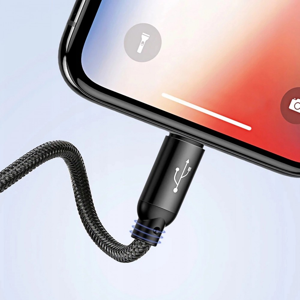 Câble USB 3 en 1 Baseus Micro USB / Lightning / USB-C 3.5A (1.2 m) charge et données - Noir