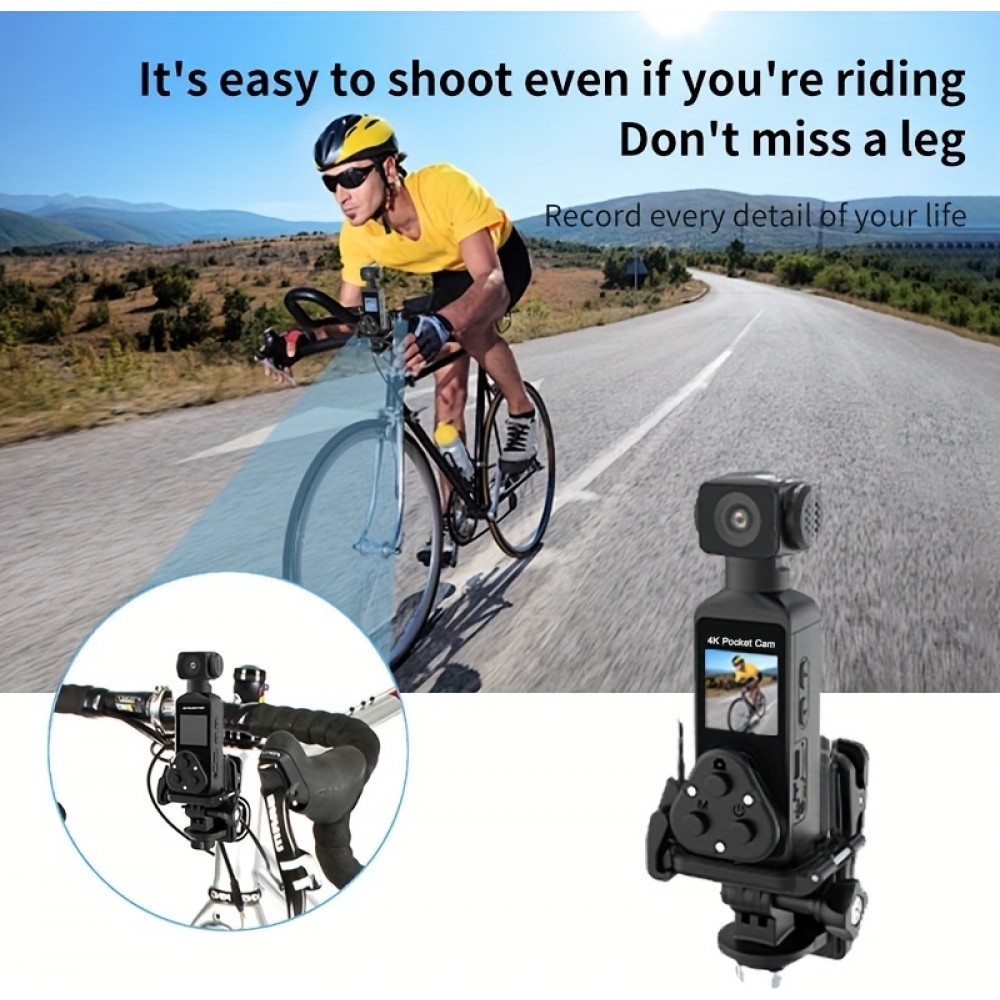 4K Tragbare Actionkamera mit 270&deg; Rotationsobjektiv, Leicht, Wiederaufladbar f&uuml;r Vlogging und Reisen - Schwarz