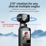 4K Tragbare Actionkamera mit 270&deg; Rotationsobjektiv, Leicht, Wiederaufladbar f&uuml;r Vlogging und Reisen - Schwarz