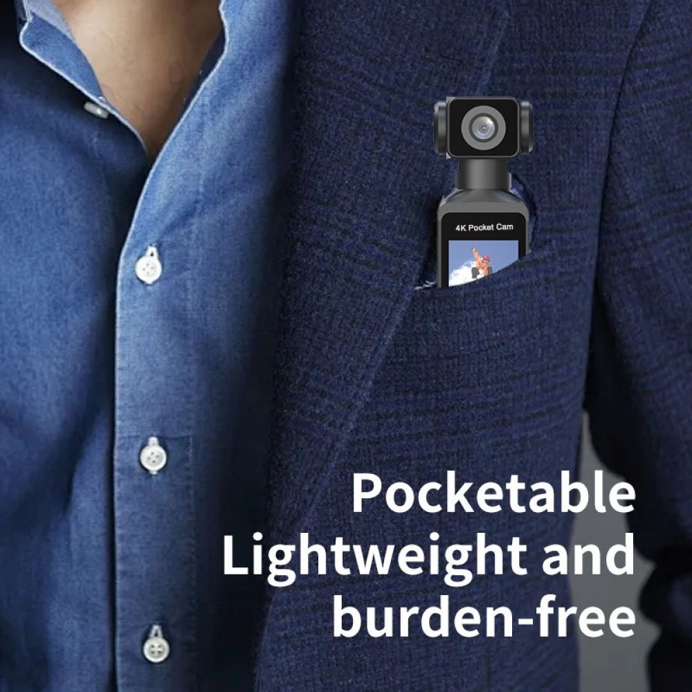 4K Tragbare Actionkamera mit 270&deg; Rotationsobjektiv, Leicht, Wiederaufladbar f&uuml;r Vlogging und Reisen - Schwarz