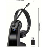 Vonztek Kabelloser Noise-Cancelling Kopfhörer mit Mikrofon und Ladestation für Homeoffice und Videokonferenzen - Schwarz