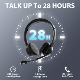 Vonztek Kabelloser Noise-Cancelling Kopfhörer mit Mikrofon und Ladestation für Homeoffice und Videokonferenzen - Schwarz