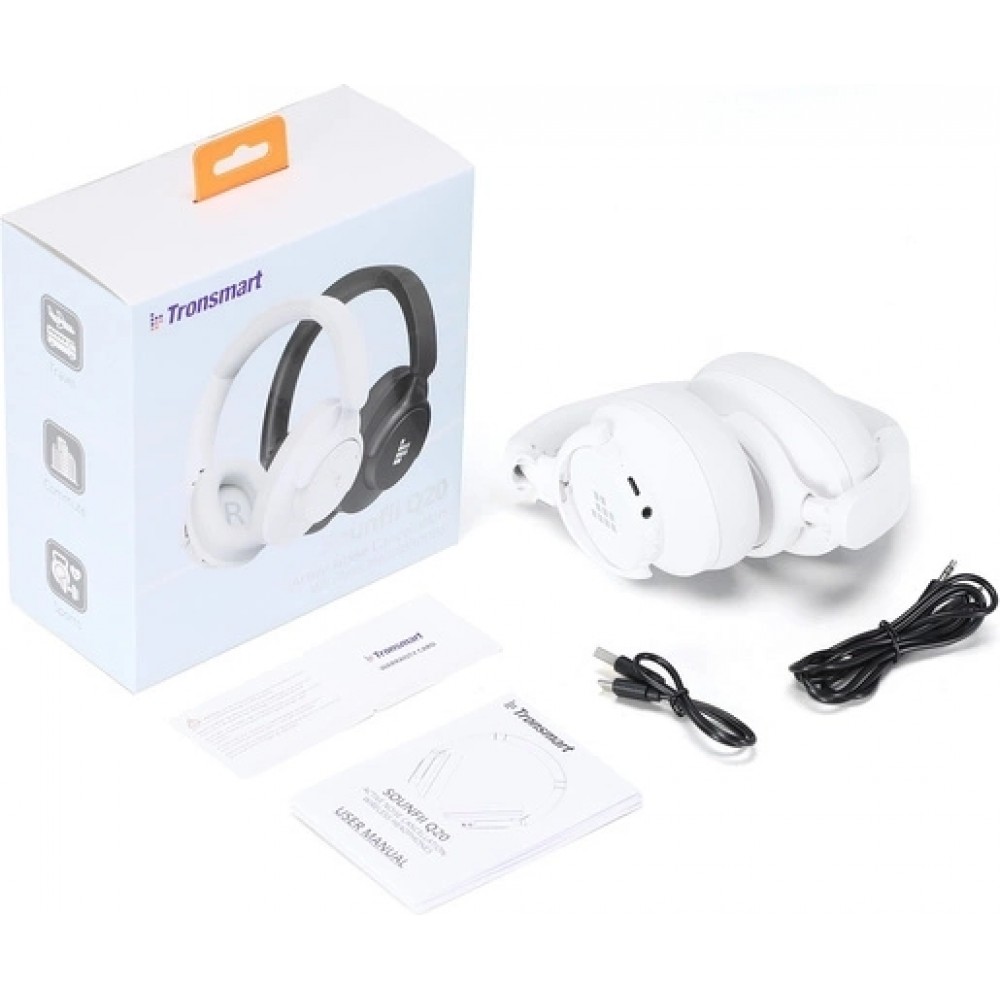 Tronsmart SOUNDFII Q20S Hybrid ANC Bluetooth Kopfh&ouml;rer mit aktiver Ger&auml;uschunterdr&uuml;ckung - Weiss