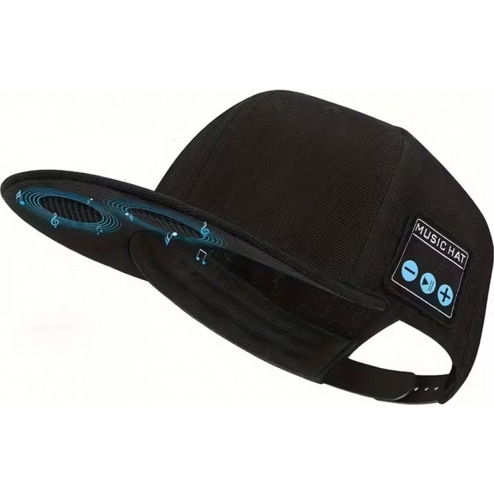 Bluetooth Cap mit integrierten Lautsprechern für Musik und Anrufe Unisex verstellbar - Schwarz