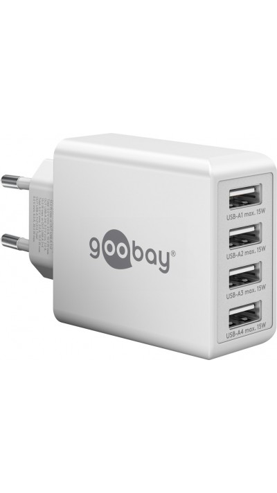 Goobay Multiport Ladegerät 30W 4 USB-A Anschlüsse - Weiss