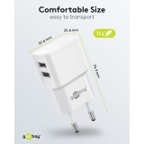 Goobay Doppel USB-A Ladeger&auml;t 12W Kompaktes USB-Wandladeger&auml;t - Weiss