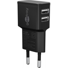 Goobay Doppel USB-A Ladeger&auml;t 12W Kompaktes USB-Wandladeger&auml;t - Schwarz