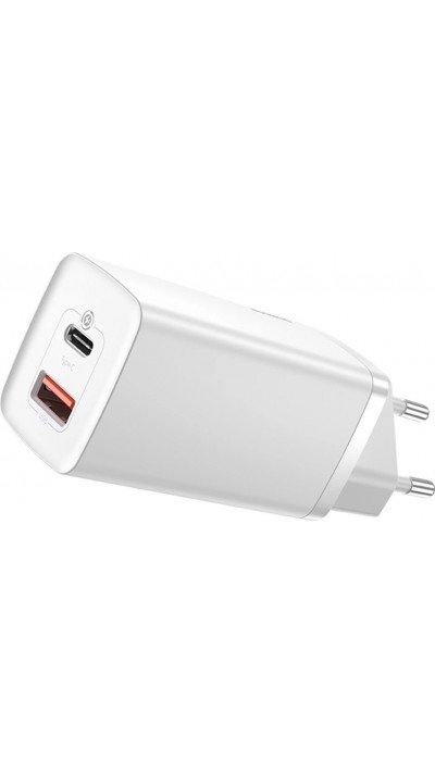 Baseus GaN2 Lite 65W USB-A / USB-C Schnellladegerät Quick Charge 3.0 Power Delivery - Weiss