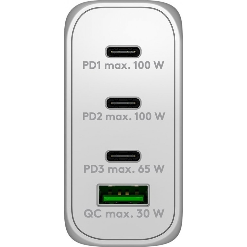 Goobay 100W GaN Multiport Schnellladeger&auml;t mit USB-C Power Delivery & USB-A - Weiss