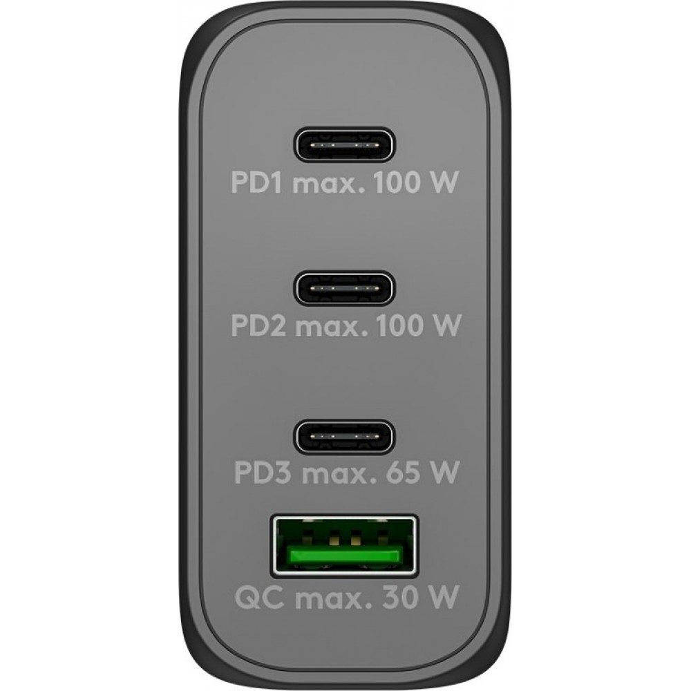 Goobay 100W GaN Multiport Schnellladeger&auml;t mit USB-C Power Delivery & USB-A - Schwarz