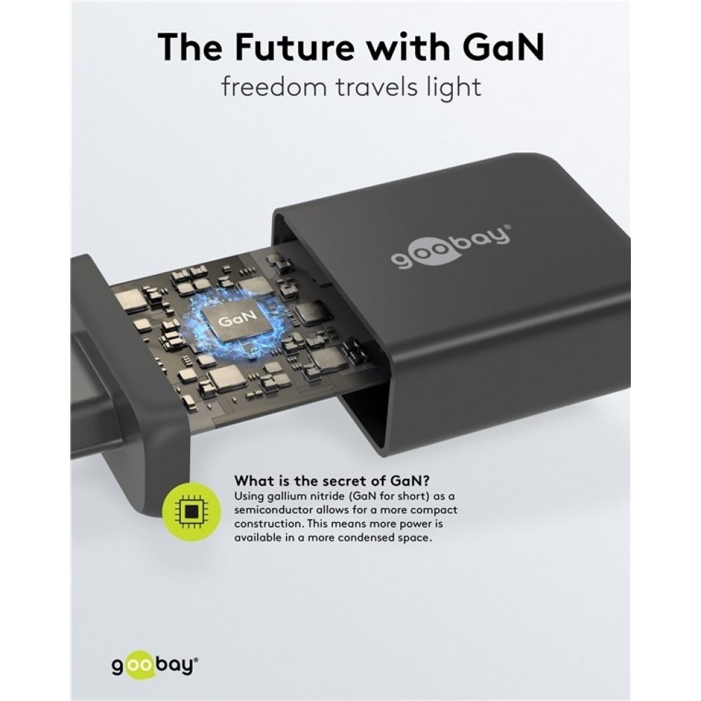 Goobay 100W GaN Multiport Schnellladeger&auml;t mit USB-C Power Delivery & USB-A - Schwarz