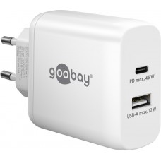 Goobay 45W GaN Schnellladeger&auml;t mit USB-C Power Delivery & USB-A - Weiss