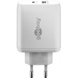Goobay 65W GaN Schnellladeger&auml;t mit USB-C Power Delivery & USB-A - Weiss