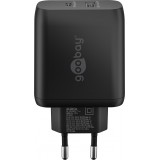Goobay 65W GaN Schnellladeger&auml;t mit USB-C Power Delivery & USB-A - Schwarz