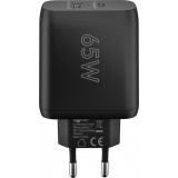 Goobay 65W GaN Schnellladeger&auml;t mit USB-C Power Delivery & USB-A - Schwarz