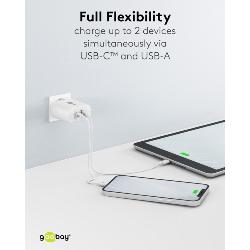 Goobay 65W GaN Schnellladeger&auml;t mit USB-C Power Delivery & USB-A - Schwarz