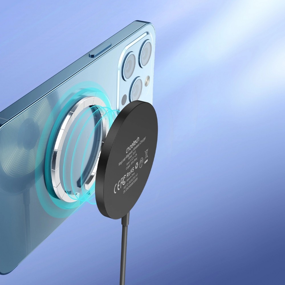 MagSafe-kompatibles 15W Choetech Magnetisches Kabelloses Ladegerät für iPhone - Schwarz