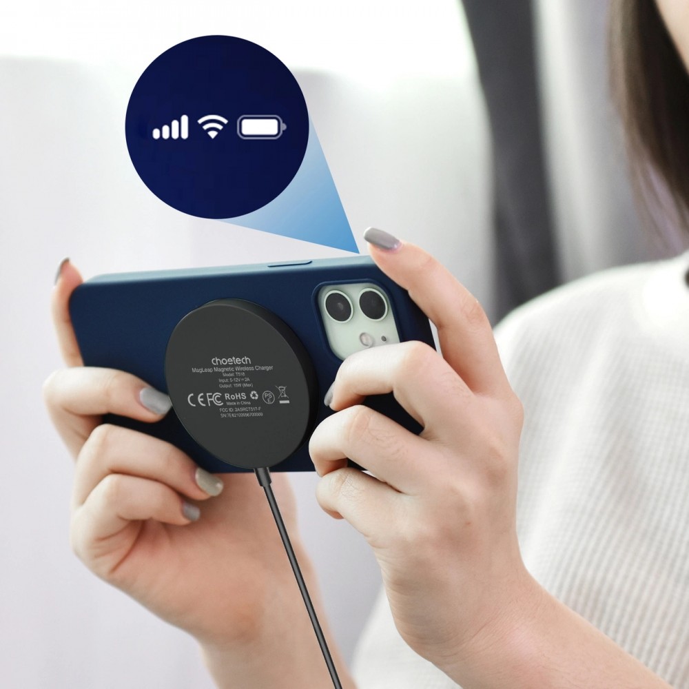 MagSafe-kompatibles 15W Choetech Magnetisches Kabelloses Ladegerät für iPhone - Schwarz