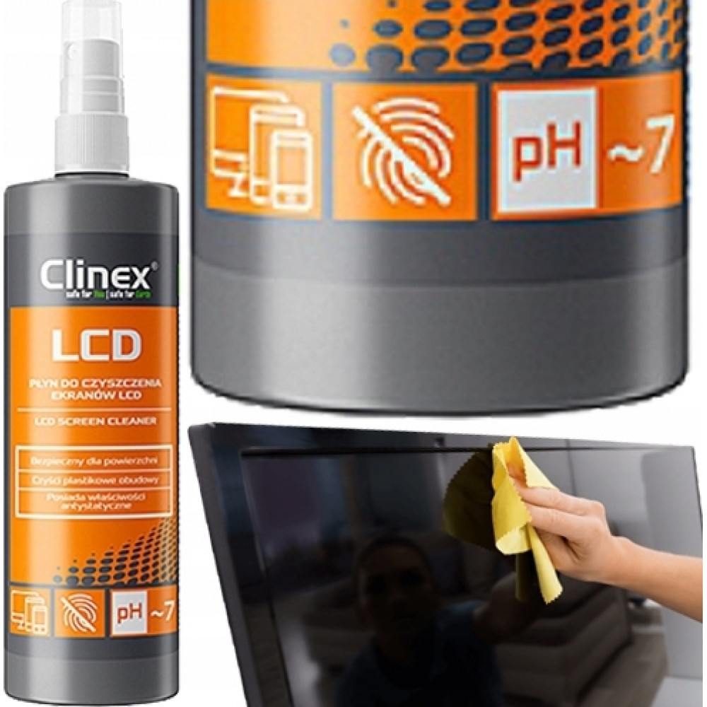 CLINEX LCD Bildschirmreiniger Spray (200 ml) Anti-Fingerabdruck-Reiniger f&uuml;r Displays - Schwarz
