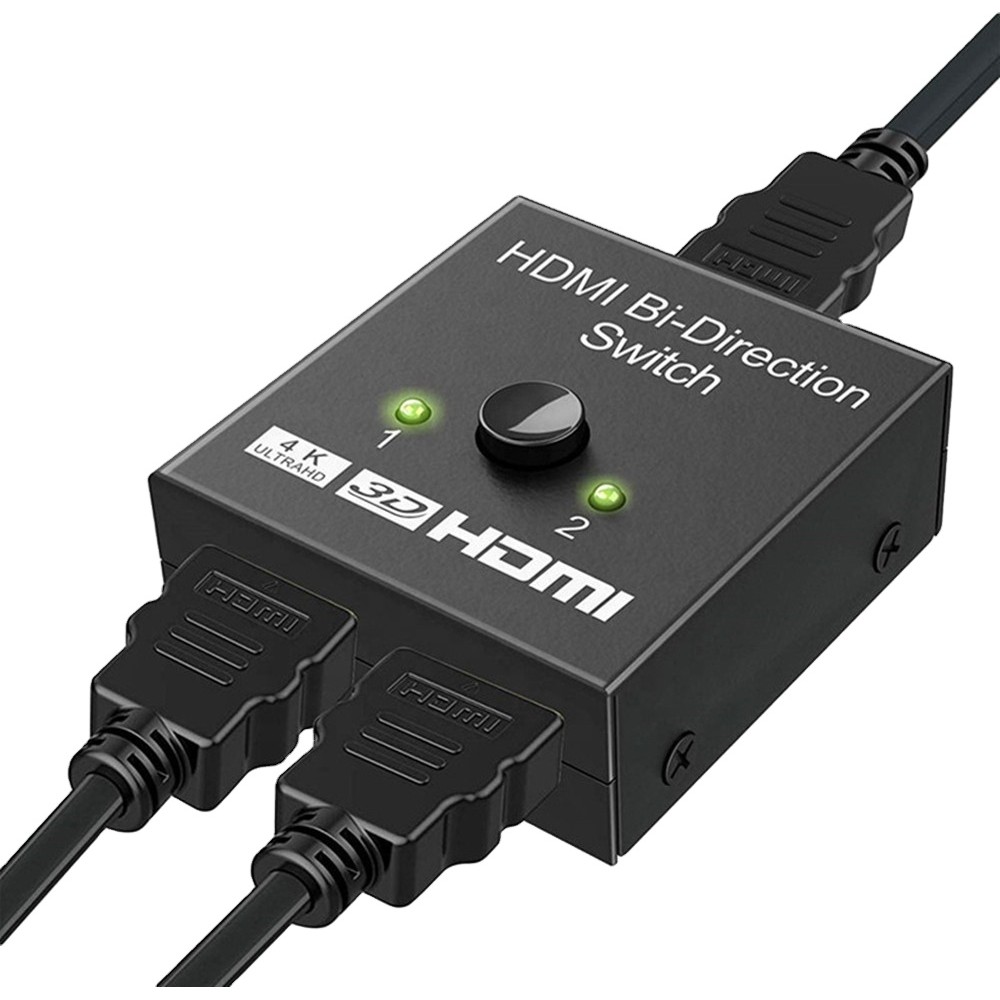 HDMI 2.0 Bidirektionaler Switch 2x1 / 1x2 4K UHD HDMI Umschalter Dual-Port High-Speed Splitter Audio Video - Schwarz