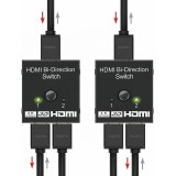 HDMI 2.0 Bidirektionaler Switch 2x1 / 1x2 4K UHD HDMI Umschalter Dual-Port High-Speed Splitter Audio Video - Schwarz