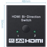 HDMI 2.0 Bidirektionaler Switch 2x1 / 1x2 4K UHD HDMI Umschalter Dual-Port High-Speed Splitter Audio Video - Schwarz