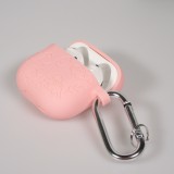 AirPods 4 Case H&uuml;lle - Gravierte Silikon-Dinosaurier und Blumen - Rosa