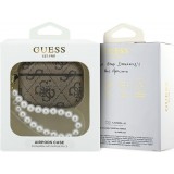 Coque AirPods Pro / Pro 2 - Guess 4G pour AirPods Pro 3 avec bracelet en perle - Brun