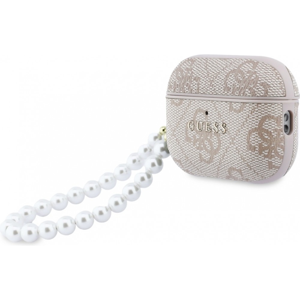AirPods Pro / Pro 2 Case H&uuml;lle - Guess 4G f&uuml;r AirPods Pro 3 mit Perlenarmband - Rosa