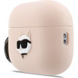 Coque AirPods Pro / Pro 2 -  Karl Lagerfeld silicone soft touch avec t&ecirc;te de Choupette en relief - Rose