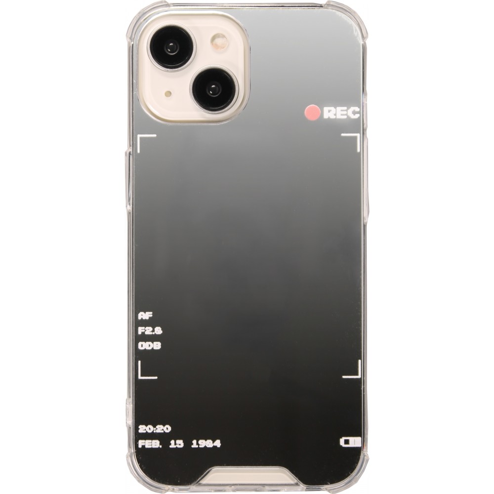 iPhone 14 Case Hülle - Spiegel-Effekt Silikon-Kamera mit verstärkten Ecken - Silber