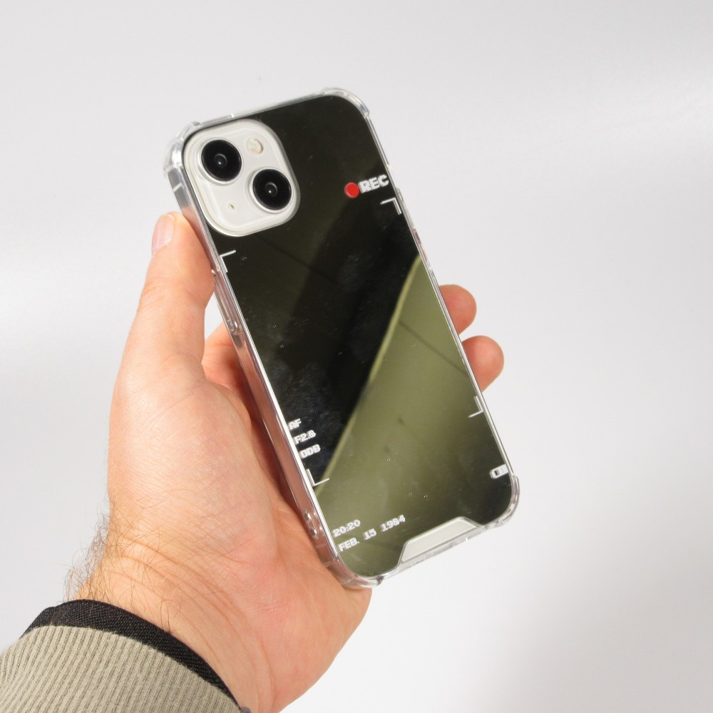 iPhone 14 Case Hülle - Spiegel-Effekt Silikon-Kamera mit verstärkten Ecken - Silber
