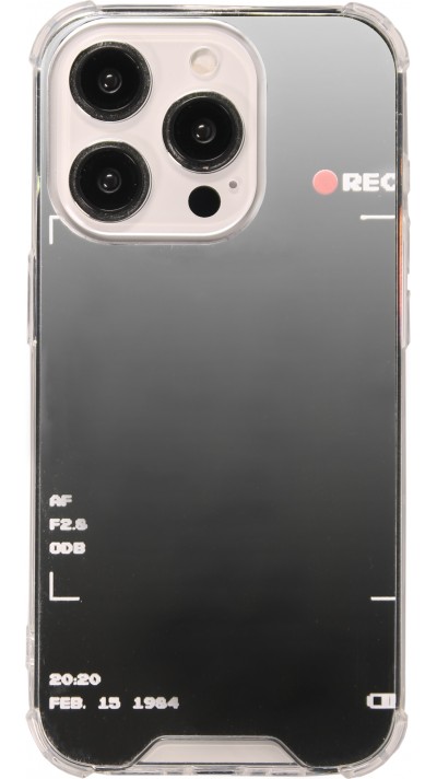 iPhone 14 Pro Case H&uuml;lle - Spiegel-Effekt Silikon-Kamera mit verst&auml;rkten Ecken - Silber