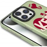 iPhone 14 Pro Case H&uuml;lle - Youngkit Keep Lovin Transparentes Gr&uuml;nes Silikon mit Herz - Gr&uuml;n