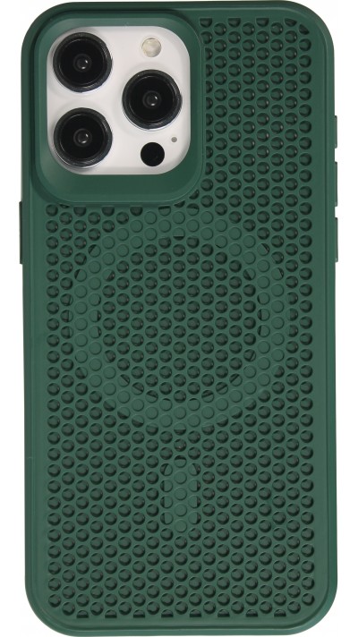 Coque iPhone 15 Pro - Ultra-légère et aérée avec look grille compatible MagSafe - Vert