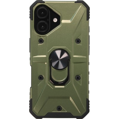 iPhone 16 Case H&uuml;lle - Armor Silikon-Ecken-Schutz mit St&uuml;tzring - Gr&uuml;n
