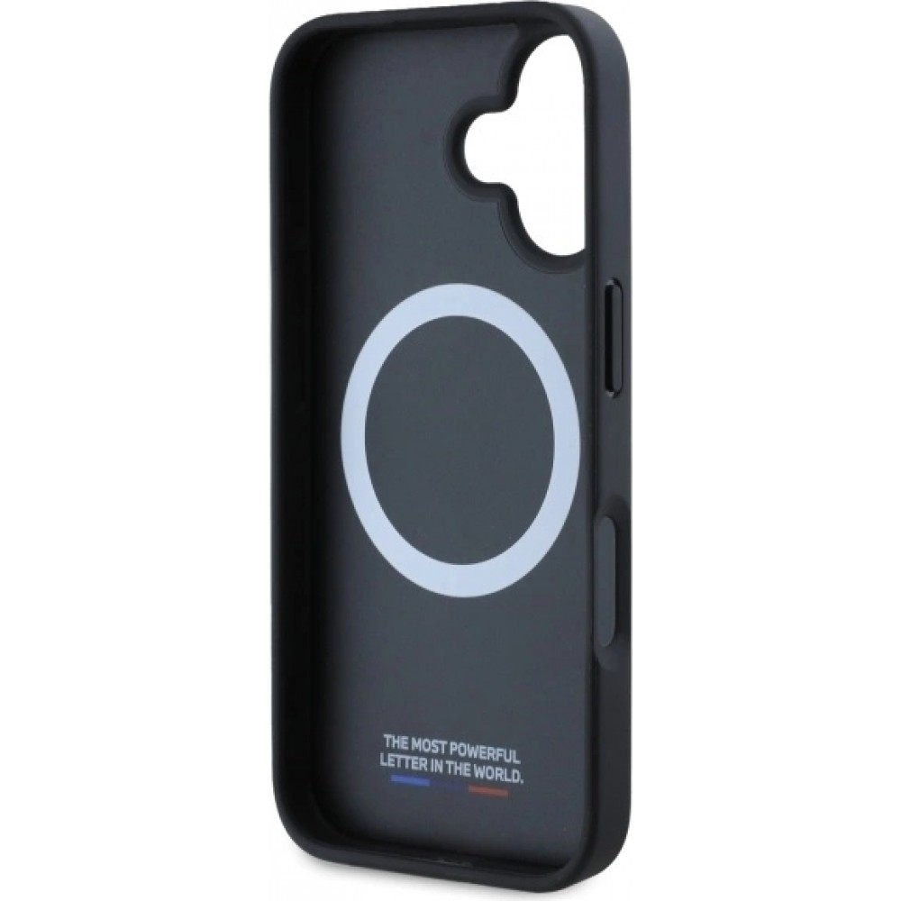 iPhone 16 Case Hülle - BMW M Tricolore Streifen MagSafe Leder - Schwarz